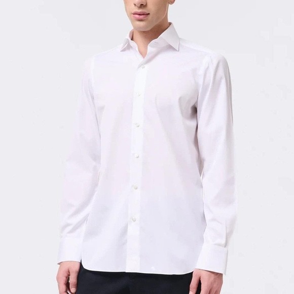Finamore Other - Finamore Napoli Alumo Swiss 100% Cotton White Dress Shirt Men XL 17 Made Italy